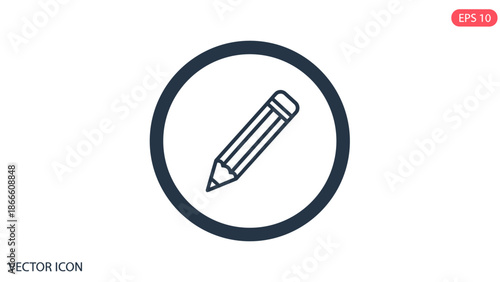 Pencil Icon Vector. Edit Write Draw Symbol. Creative Tool Line Art Sign.