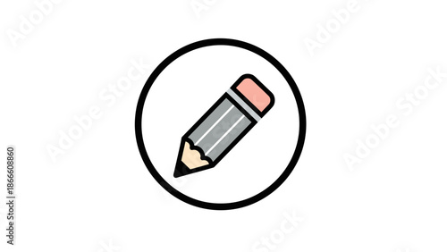 Pencil Icon for Edit Write Create Design. Flat Vector Symbol for Education Content UI/UX.