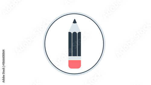 Pencil Icon with Eraser Writing Tool Creative Symbol Education Design.