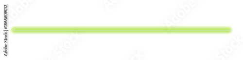 Straight lime green neon line on transparent background.