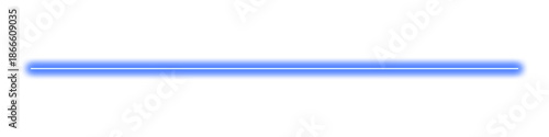 Straight dark blue neon line on transparent background.