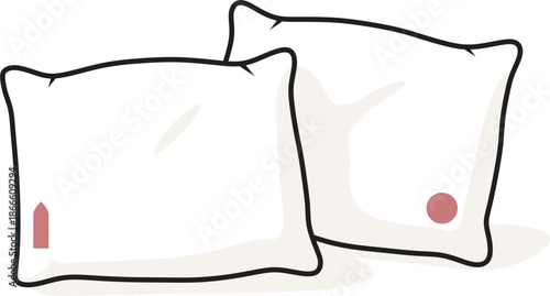 Minimalist illustration of two pillows placed together. Symbol of shared sleep, comfort and everyday closeness without people. Soft modern Valentine’s Day concept.