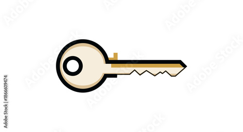 Simple illustration of a key with a round head and jagged teeth