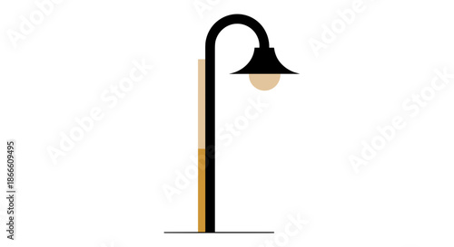 Illustration of a classic street lamp with a curved pole and hanging lantern