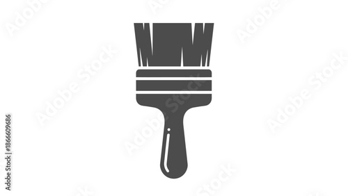 Paint Brush Icon - Simple Flat Design for Art and Renovation.
