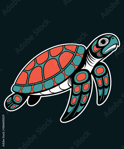 Northwest Coast Sea Turtle Native American Totem Sea Turtle