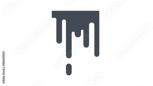 Dark Grey Dripping Paint Effect on White Background.