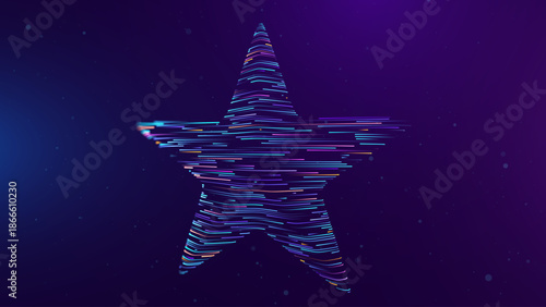 Blue Tech Star Symbol. Star Shape in Low Poly Style. Geometric Rating or Award Background. Feedback or Achievement Concept. Vector Illustration.
