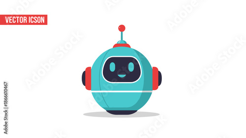 Cute Robot Icon AI Technology Future Android Machine.