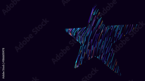 3D Digital Tech Heart Formed From Glowing Light Particles With Flowing Trails. Valentine’s Day Technology Inspired Banner Concept. Wireframe Low-Poly Heart Symbol Vector Illustration.
