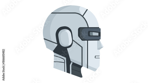 Robot Head Profile - AI Future Tech Cyborg Artificial Intelligence.