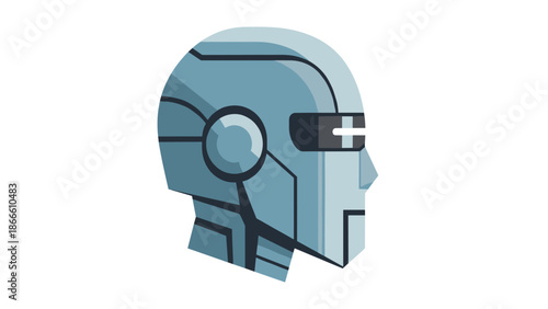 Robot Head Icon Futuristic AI Technology Symbol.