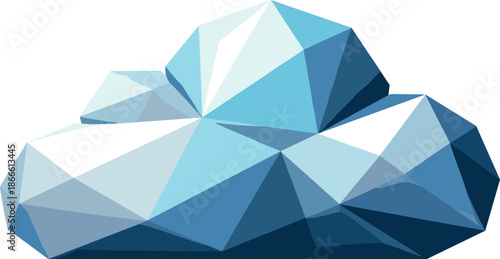 Geometric Cloud Icon. Low-poly vector illustration focused on an iconic cloud symbol, polygonal geometric style with sharp