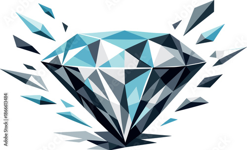 Abstract Diamond Vector Art. Low-poly vector illustration focused on an abstract diamond value concept, polygonal geometric style