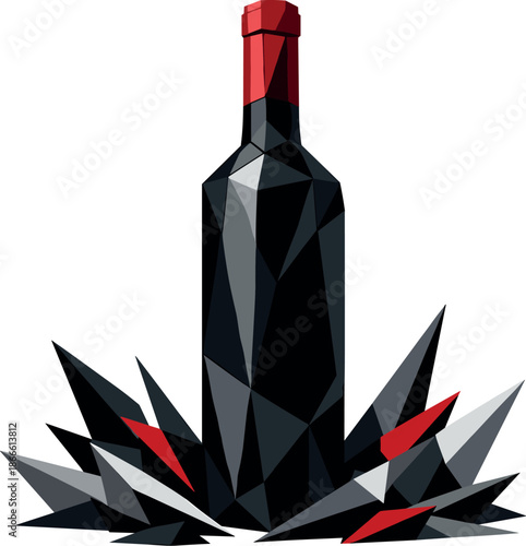 Premium Wine Illustration. Low-poly vector illustration of a modern wine bottle representing premium alcohol and upscale lifestyle