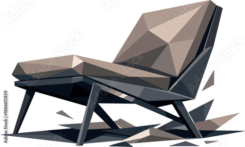 Modern Polygonal Lounge Chair. Low-poly vector illustration of a contemporary lounge chair representing modern lifestyle and
