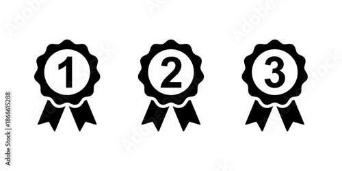 First, second and third place award ribbon icon set