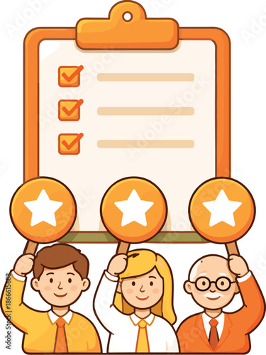 An orange icon representing the Assessment of judges, set alone against a green background, exemplifying minimalism in a 3D rendered illustration