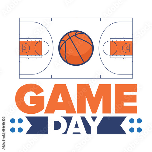 Game Day. Basketball playoff in March. Super sport party in United States. Final games of season tournament. Professional team championship. Ball for basketball. Sport poster. Vector