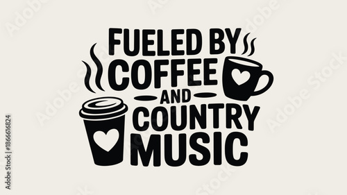 Fueled by coffee and country music: a passionate design celebrating daily brews and rustic tunes Vector