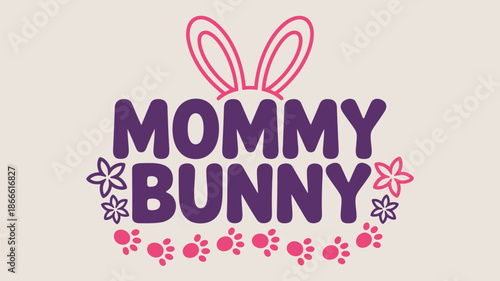 Charming mommy bunny design with cute ears and floral accents perfect for spring Vector