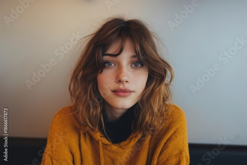 Wallpaper Mural Casual portrait of woman in cozy sweater indoors Torontodigital.ca