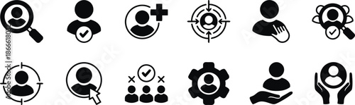 Human resources and personnel management vector icons