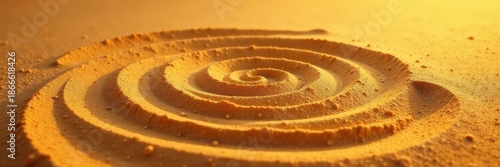 Golden sand; intricate spiral designs created in warm sunlight, stock, fun