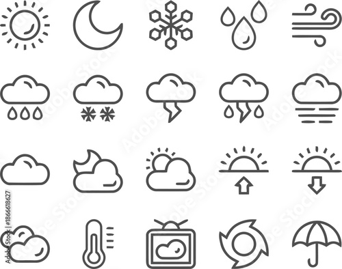 Weather Condition Forecast Vector Icons Set