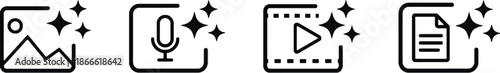 Smart content media AI generation icon set