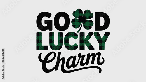 A festive good lucky charm design featuring a plaid shamrock for st. patrick's day celebration Vector