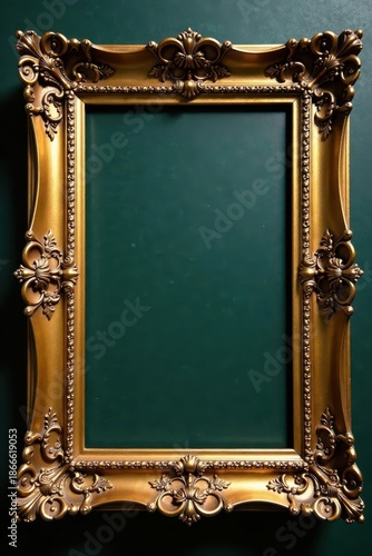 Ornate gold frame, antique patina, fine detail, gilded, historical