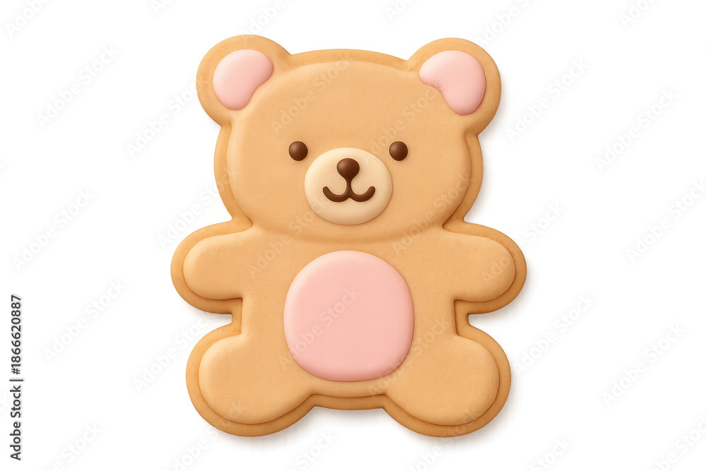 Naklejka premium Cute frosted teddy bear cookie with a clear background