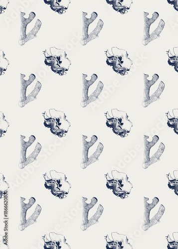 Underwater background of seashells and corals. For interior design, prints, fabric or background.