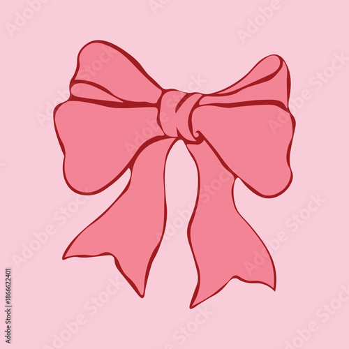 Hand drawn coquette bow. Aesthetic elegant girly vintage decor bow. Trendy art symbol for Valentine day and wedding invitations. Doodle line art vector illustration