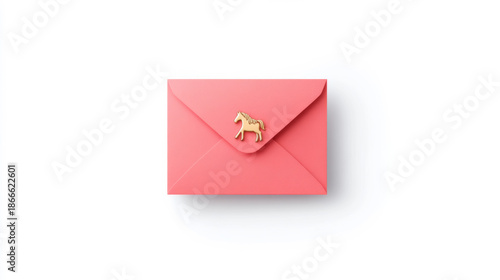 Elegant minimalist fortune envelope design with golden horse emblem for occasions