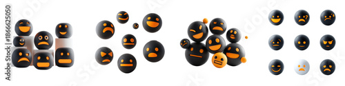3D Emoji Faces Reaction Set with Various Facial Expressions Illustration for Emotions, User Interface Icons, Social Media Stickers, Messaging Apps and Digital Communication Design