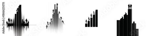 Abstract Data Analytics Bar Chart Silhouette Illustration Representing Business Growth, Statistics, Financial Analysis, Performance Metrics and Modern Infographic Visualization Concept