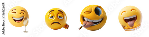 3D Funny and Expressive Emoji Faces with Laughing, Crazy and Emotional Reactions for Social Media Reactions, Memes, Stickers, Mobile App Interface, UI UX Design and Digital Communication