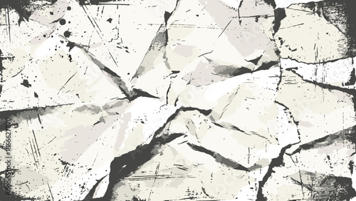 Abstract crumpled paper texture background. Grunge style vector white and grey. Distressed rough surface overlay. Scratches creases folds. Aged dirty vintage backdrop. Damaged sheet.