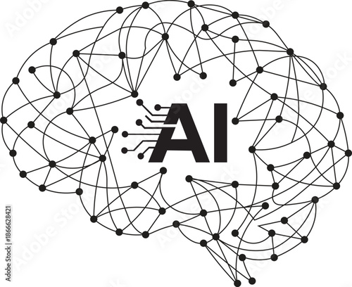 Artificial intelligence brain network representing advanced machine learning and data processing
