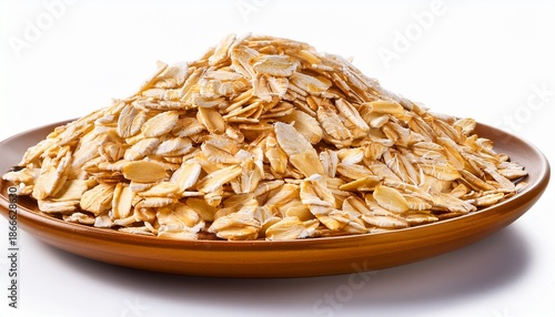 Rolled Oat Flakes Isolated On White Background Macro Shoot File Contains Clopping Paths