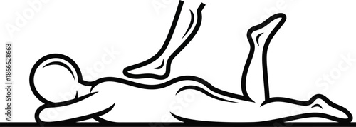 Rejuvenating back massage performed with therapeutic foot pressure for deep relaxation