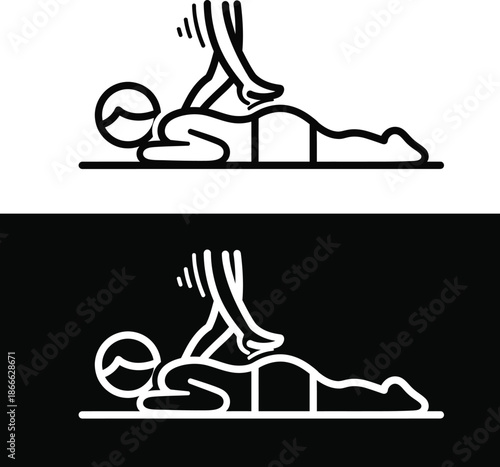 Icon of a person receiving a massage with a foot on their back
