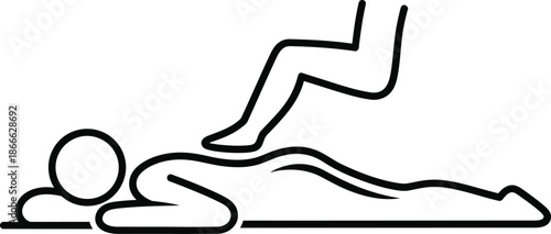 Minimalist Line Icon Representing Back Therapy Session with Foot Pressure for Wellness