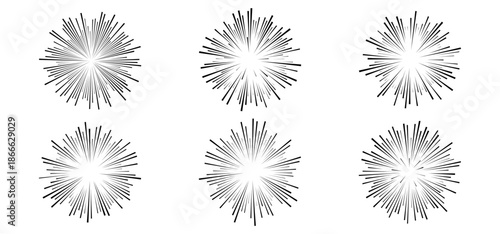 Dynamic burst effect with radial speed lines creating explosive comic book action. Perfect for manga backgrounds, superhero graphics, and cartoon impact designs.