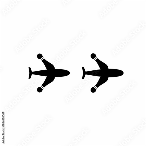 Airplane icon logo design with bowling pin elements.