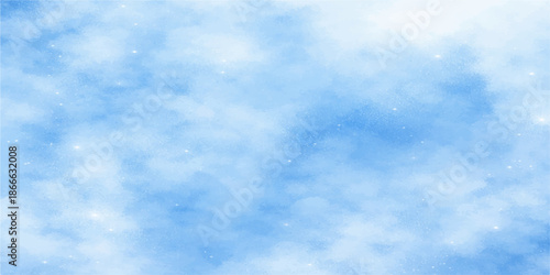 Beautiful blue sky background with fluffy white clouds on a bright sunny day creates a natural summer cloudscape and clear atmosphere in the open air