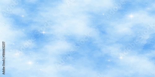 Beautiful blue sky background featuring fluffy white cumulus clouds on a clear sunny summer day with a bright natural atmosphere