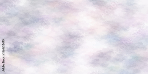 An abstract watercolor background of a beautiful clear blue sky with bright white clouds and soft sunlight creates a peaceful summer atmosphere